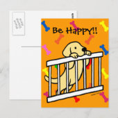 黄色ラブラドール子犬の漫画 ポストカード (正面/裏面)