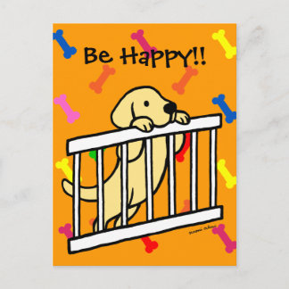 黄色ラブラドール子犬の漫画 ポストカード