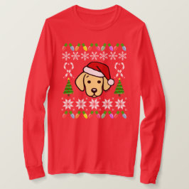 黄色ラブラドール子犬クリスマスパターン Tシャツ