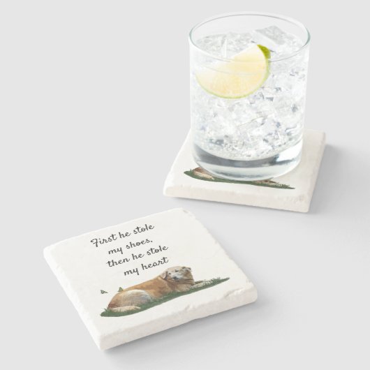 黄色ラブラドール混成品種ドッグストーンコースター ストーンコースター (横)