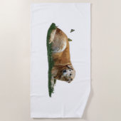 黄色ラブラドール混成品種ドッグビーチタオル ビーチタオル (正面)