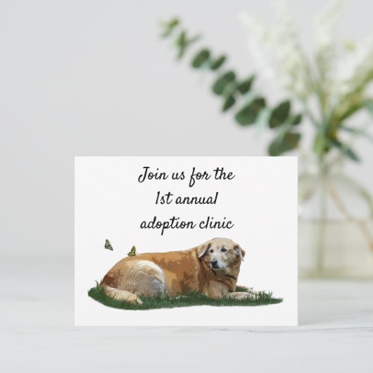 黄色ラブラドール混成犬はがき ポストカード (スタンド正面)