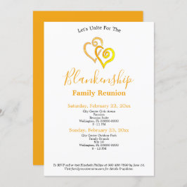 黄色リンクハートファミリ懇親会テンプレート 招待状