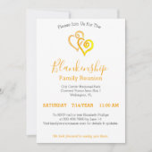 黄色リンクハートファミリ懇親会テンプレート 招待状 (正面)