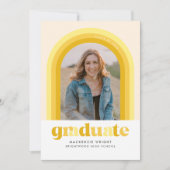 黄色レトロアーチ卒業発表 招待状 (正面)