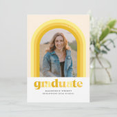 黄色レトロアーチ卒業発表 招待状 (スタンド正面)