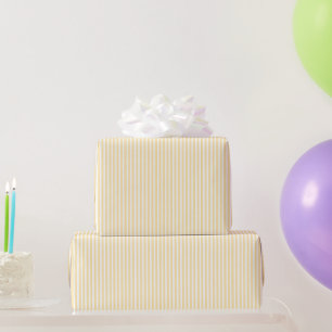 黄色レトロストライプの夏の誕生日 ラッピングペーパー