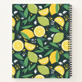 黄色レモンと緑のライムフルーツフードパターン ノートブック (裏面)