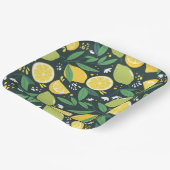黄色レモンと緑のライムフルーツフードパターン ペーパープレート (傾斜あり)