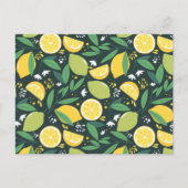黄色レモンと緑のライムフルーツフードパターン ポストカード (正面)