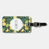 黄色レモンと緑のライムフルーツフードパターン ラゲッジタグ (正面横)