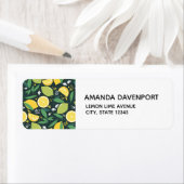 黄色レモンと緑のライムフルーツフードパターン ラベル (インサイチュ)