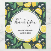 黄色レモンと緑のライムフルーツフードパターン ワインラベル (シングルラベル)