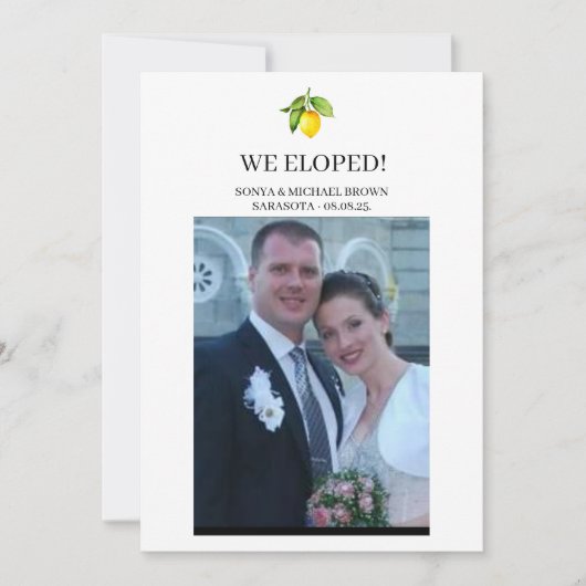 黄色レモンの駆け落ち発表 招待状 (正面)