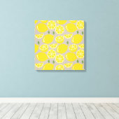 黄色レモンフルーツパターン キャンバスプリント (インサイチュ (ウッドフロア))