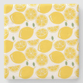 黄色レモンフルーツパターン ストーンコースター (正面)