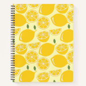 黄色レモンフルーツパターン ノートブック (正面)