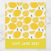 黄色レモンフルーツパターン ワインラベル (シングルラベル)