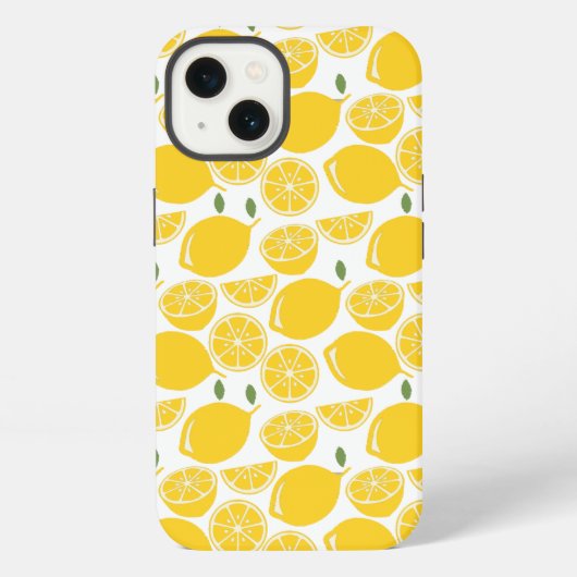 黄色レモンフルーツパターン iPhoneケース (裏面)