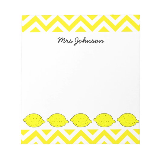 黄色レモンメモ帳先生 |パーソナライズされた | ノートパッド (正面)