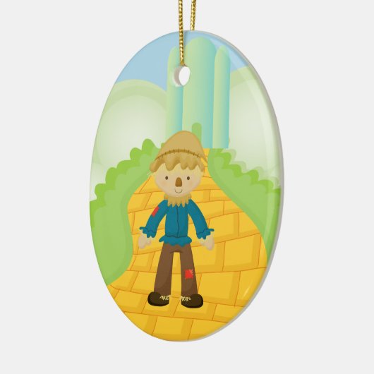 黄色レンガ道路の上のかかしクリスマスオーナメント セラミックオーナメント (左)