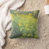 黄色ワイルドフラワーオリジナル油絵 クッション (ブランケット)