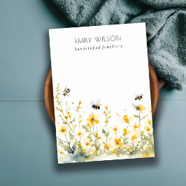 黄色ワイルドフラワービー空白のロゴジュエリーディスプレイ 名刺