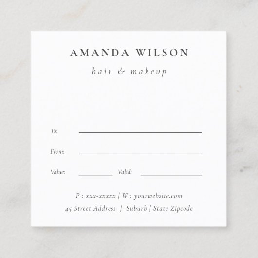 黄色ワイルドフラワーボホフローラギフト券 スクエア名刺 (裏面)