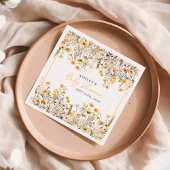 黄色ワイルドフラワーボホ水色ベビーシャワー スタンダードカクテルナプキン