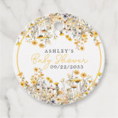 黄色ワイルドフラワーボホ水色ベビーシャワー フェイバータグ (正面)