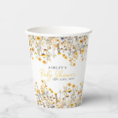 黄色ワイルドフラワーボホ水色ベビーシャワー 紙コップ (正面)