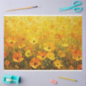 黄色ワイルドフラワー印象派のデコパージュ 薄葉紙 (クラフト)