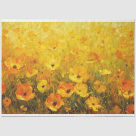 黄色ワイルドフラワー印象派のデコパージュ 薄葉紙