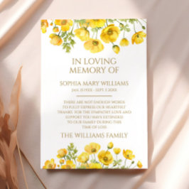 黄色ワイルドフラワー悔やみや弔慰記憶サンキューカード サンキューカード