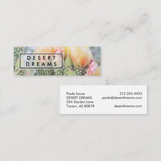 黄色ワイルドフラワー砂漠の庭園写真の旅行 スキニー名刺 (正面/裏面)