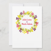 黄色ワイン春ブドウ花結婚葉 招待状 (裏面)