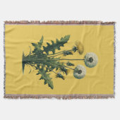 黄色ヴィンテージタンポポ花 スローブランケット (正面)