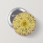 黄色ヴィンテージ抽象芸術ひまわり 缶バッジ (正面&裏面)