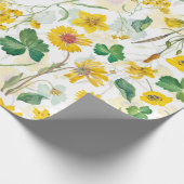 黄色ヴィンテージWIldflower草原 ラッピングペーパー (角)