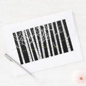 黄色不気味ハロウィーンの目の樺の木林 長方形シール (封筒)