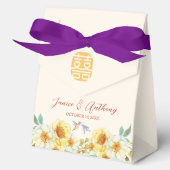 黄色中国の結婚い青いフローラ フェイバーボックス (正面)