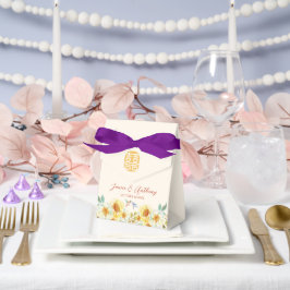 黄色中国の結婚い青いフローラ フェイバーボックス