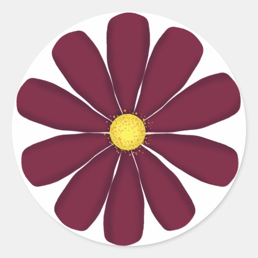 黄色中央のブルゴーニュの花 ラウンドシール (正面)
