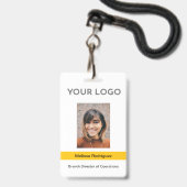 黄色企業のの従業員の写真ID バッジ (Front with Lanyard)
