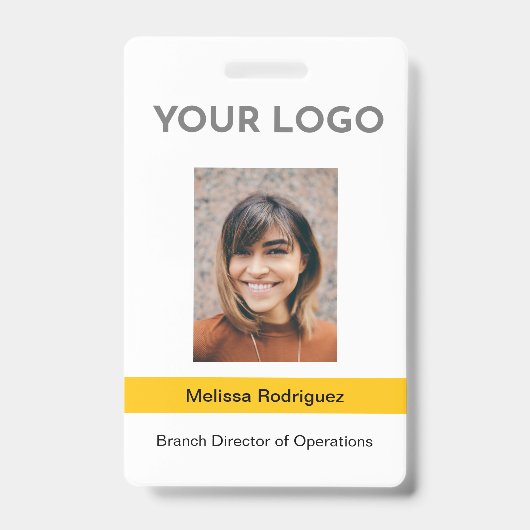 黄色企業のの従業員の写真ID バッジ (Front)