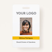 黄色企業のの従業員の写真ID バッジ (正面)