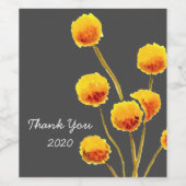 黄色先住民オーストラリアのビリーボタンの花 ワインラベル (シングルラベル)