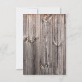 黄色及びティール（緑がかった色）のデイジーRSVPが付いている素朴な国の納屋 出欠カード (裏面)