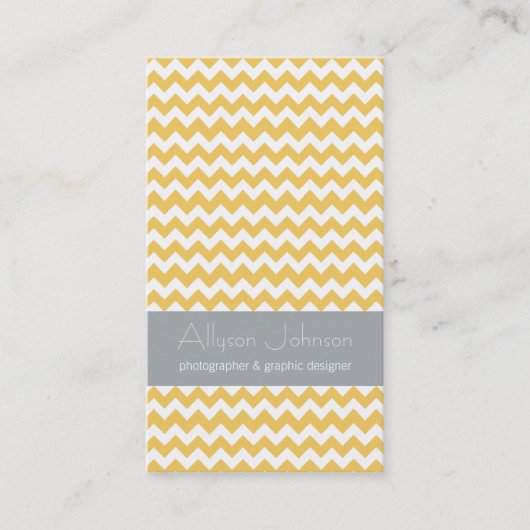 黄色及び灰色のシェブロンのデザインの名刺 名刺 (正面)