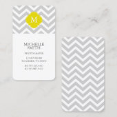 黄色及び灰色のジグザグパターンのモノグラム 名刺 (正面/裏面)